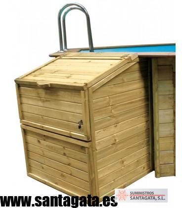 caseta filtracion piscina madera 143cm